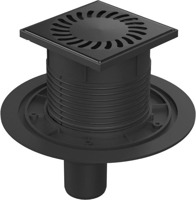 Drenaje de suelo, inferior negro D50, rejilla de acero inoxidable SUN negro