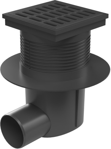 Desagüe lateral D75, nivel de agua, collar, rejilla de plástico