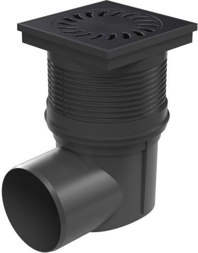 Desagüe lateral D110, válvula seca, rejilla de hierro fundido
