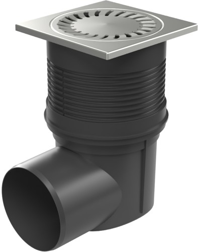 Desagüe lateral D110, nivel de agua, rejilla de acero inoxidable