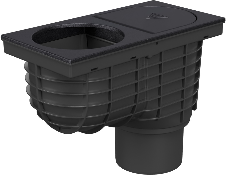 Drenaje de canalización inferiror D110, superficie de fundición, para entrada ⌀125