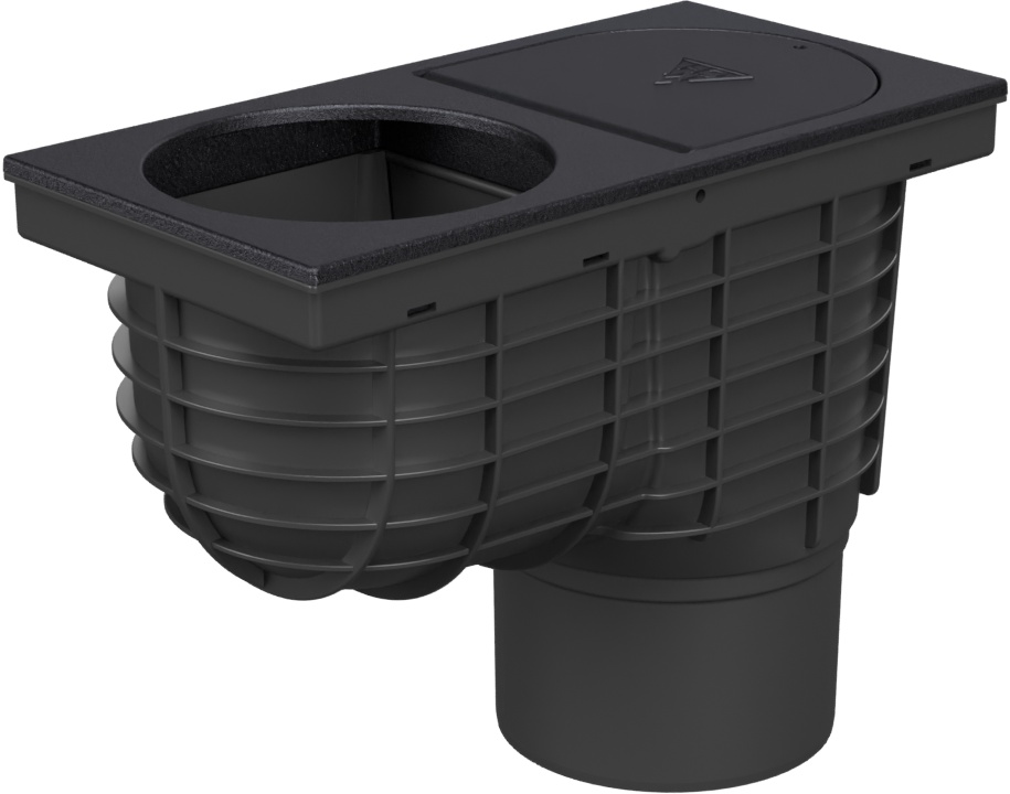 Drenaje de canalización inferiror D125, superficie de fundición, para entrada ⌀125