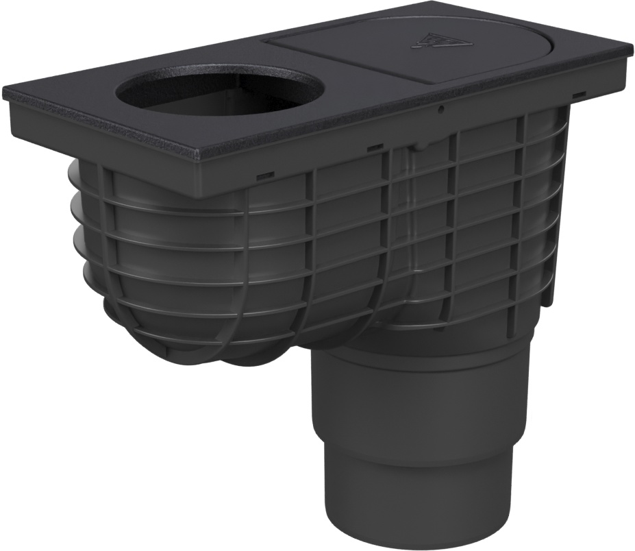 Drenaje de canalización inferiror D110/125, superficie de fundición, para entrada ⌀100