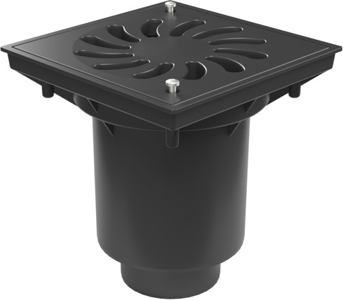 Desagüe de alcantarillado inferior D160/D110-250 válvula seca, rejilla de plástico SUN con cerradura