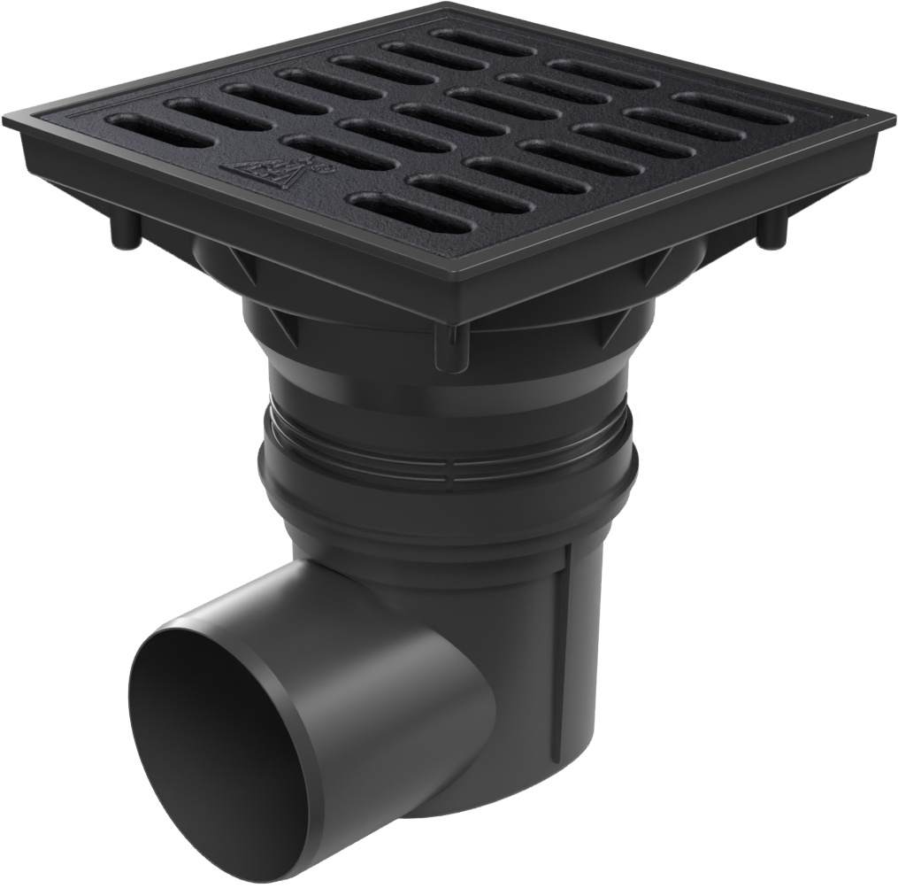 Desagüe lateral D110-250 nivel de agua, rejilla de hierro fundido SPACE