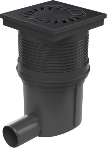 Desagüe lateral D50, nivel de agua, rejilla de hierro fundido