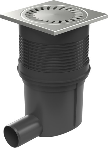 Desagüe lateral D50, nivel de agua, rejilla de acero inoxidable