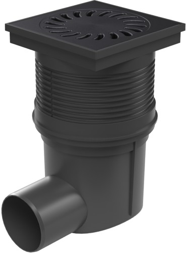 Desagüe lateral D75, válvula seca, rejilla de hierro fundido