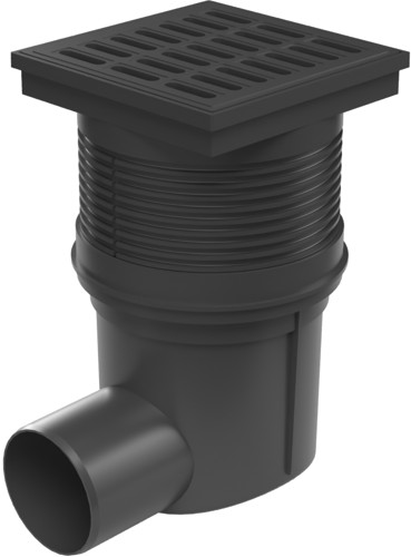 Desagüe lateral D75, nivel de agua, rejilla de plástico