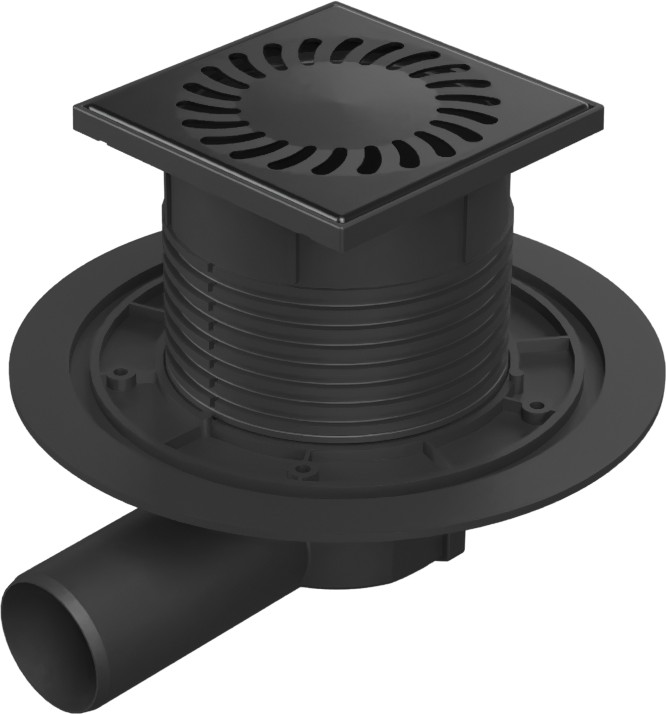 Drenaje de suelo, lateral negro D50, rejilla de acero inoxidable SUN negro