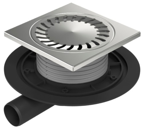 Drenaje de suelo, lateral D40, estructura de acero inoxidable, rejilla SUN 150