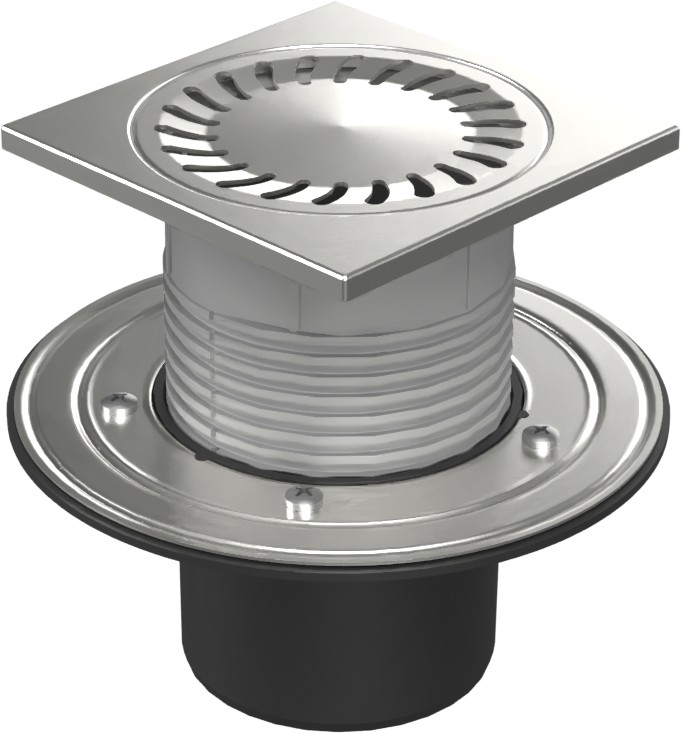 Drenaje de suelo, inferior D110, ala de acero inoxidable, la estructura, rejilla SUN