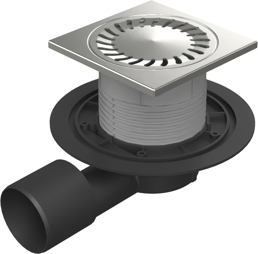 Drenaje de suelo, lateral D50/75 NEPTUN, estructura de acero inoxidable, rejilla SUN