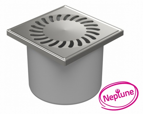 Drenaje de suelo, directo D110 NEPTUN, estructura de acero inoxidable, rejilla SUN