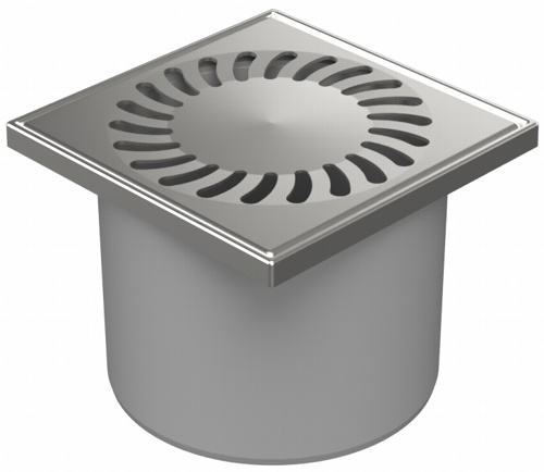 Drenaje de suelo, directo D110, estructura de acero inoxidable, rejilla SUN