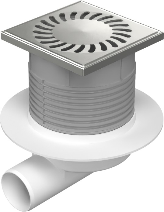 Drenaje de suelo, lateral D50, NEPTUN, collar, rejilla de acero inoxidable SUN