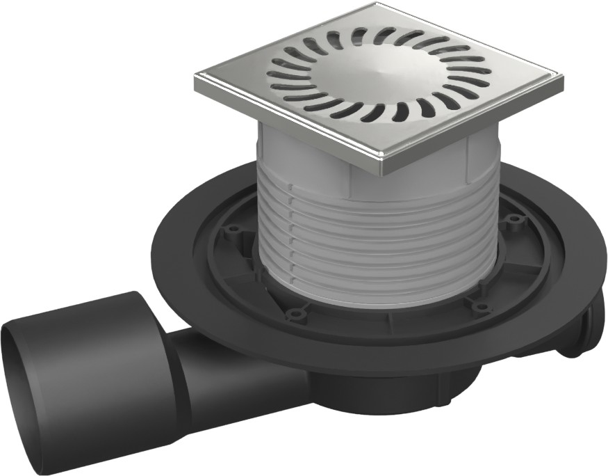 Drenaje de suelo, lateral continuo D50/75, estructura de acero inoxidable, rejilla SUN