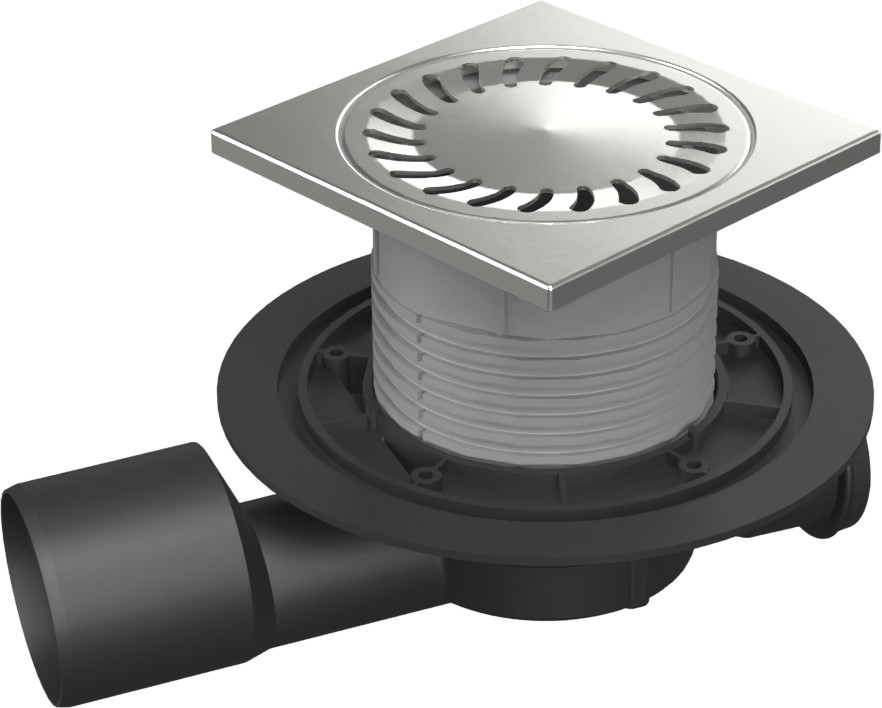 Drenaje de suelo, lateral continuo D50/75, estructura de acero inoxidable, rejilla SUN