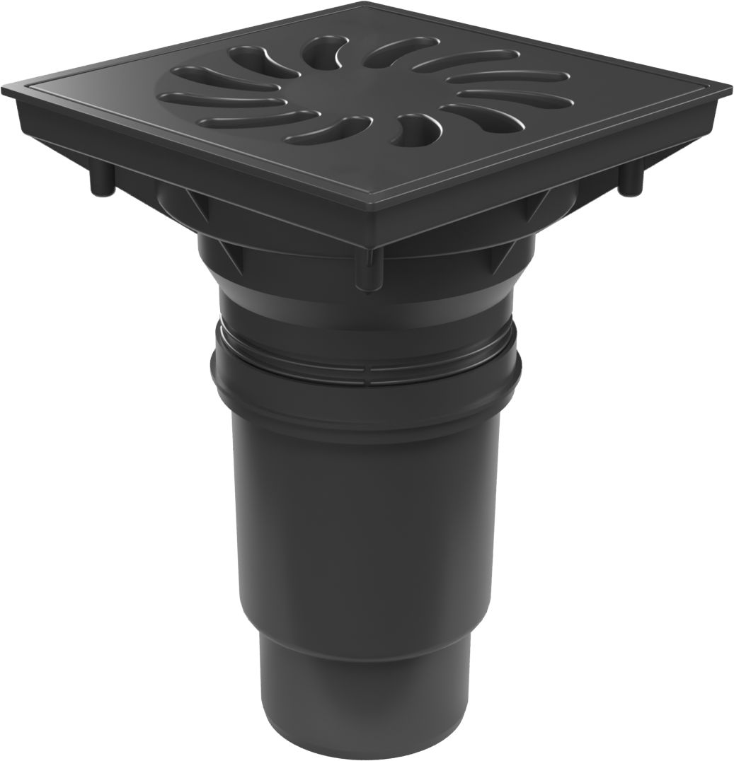 Desagüe de alcantarillado inferior D110-250 NEPTUN, rejilla de plástico SUN