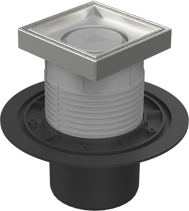 Drenaje de suelo, inferior D110, estructura de acero inoxidable, rejilla CERAMICS 125