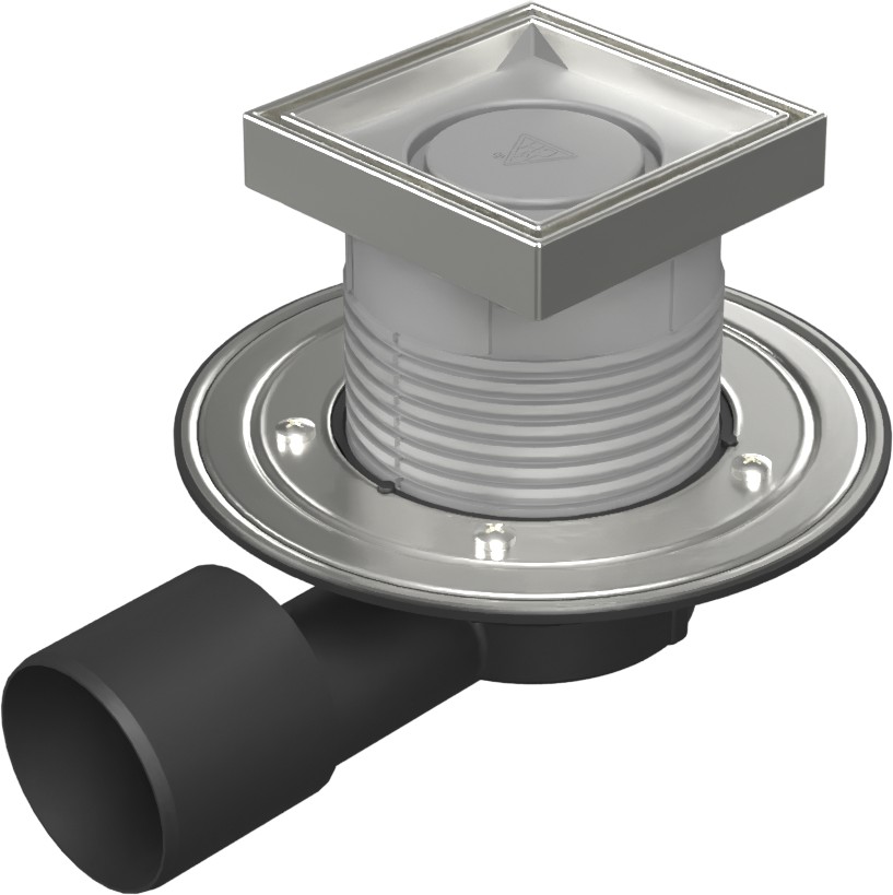 Drenaje de suelo, lateral D50/75 NEPTUN, ala de acero inoxidable la estructura, rejilla CERAMICS 125