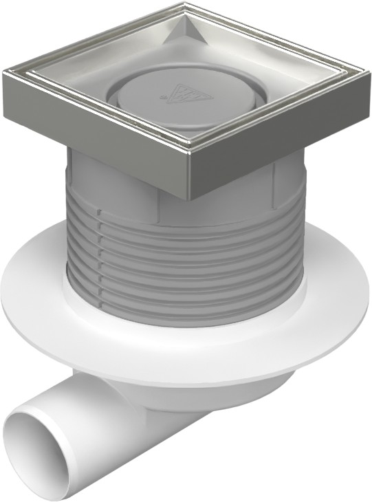 Drenaje de suelo, lateral D50, NEPTUN, collar, estructura de acero inoxidable, rejilla CERAMICS 125