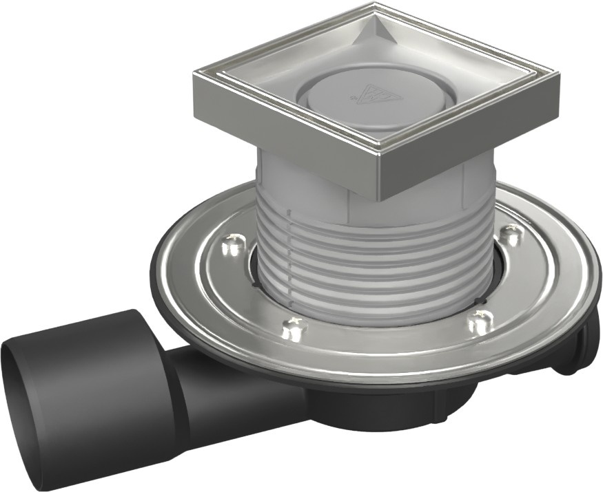 Drenaje de suelo, lateral continuo D50/75, ala de acero inoxidable, la estructura, rejilla CERAMICS 125