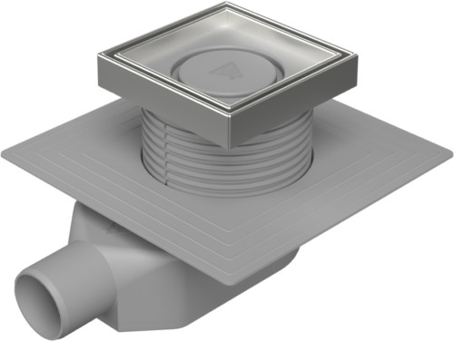 Sifón bajo, lateral D50, collar, estructura de acero onoxidable, rejilla CERAMICS 125