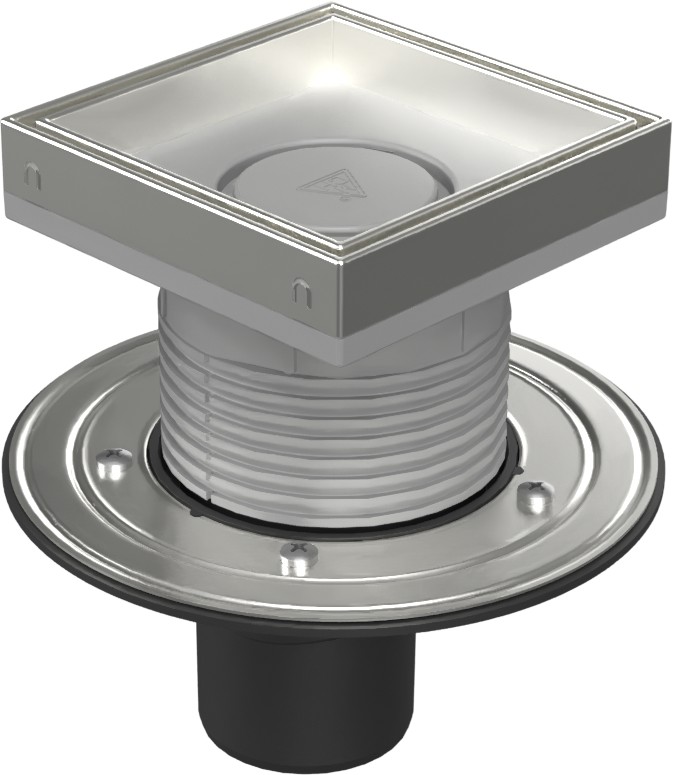 Drenaje de suelo, inferior D75, ala de acero inoxidable, la estructura, rejilla CERAMICS 150
