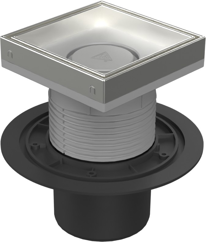 Drenaje de suelo, inferior D110, estructura de acero inoxidable, rejilla CERAMICS 150