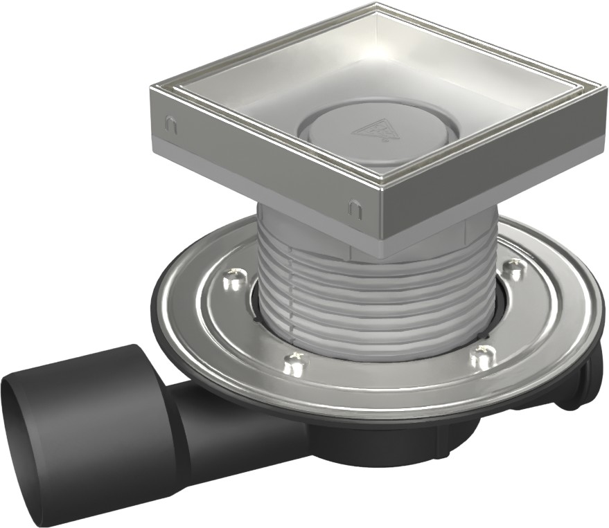 Drenaje de suelo, lateral continuo D50/75, ala de acero inoxidable, la estructura, rejilla CERAMICS 150