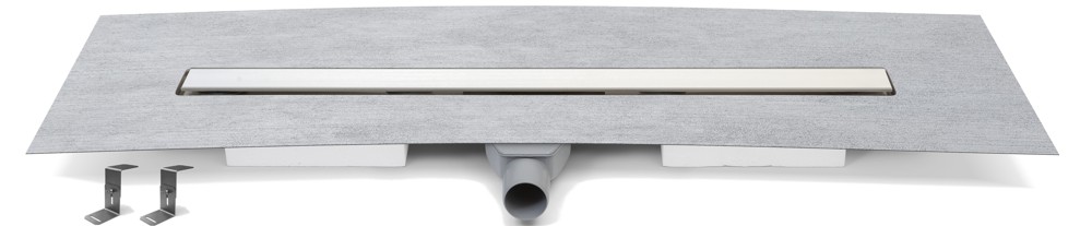 Sumidero lineal de acero inoxidable, 700 mm, sifón lateral giratorio D50 y aislamiento, listón de acero inoxidable