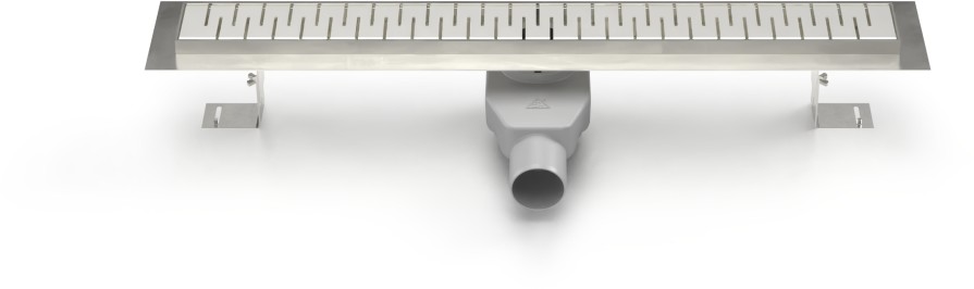 Sumidero lineal de acero inoxidable con sifón giratorio, 1050 mm, rejilla Medium brilla