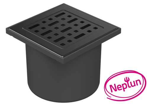 Drenaje de suelo negro, directo D110, NEPTUN, rejilla FACE negro