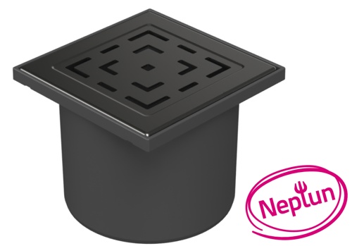 Drenaje de suelo negro, directo D110, NEPTUN, rejilla LABYRINTH negro