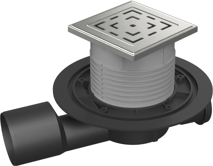 Drenaje de suelo, lateral continuo D50/75 NEPTUN, estructura de acero inoxidable, rejilla LABYRINTH