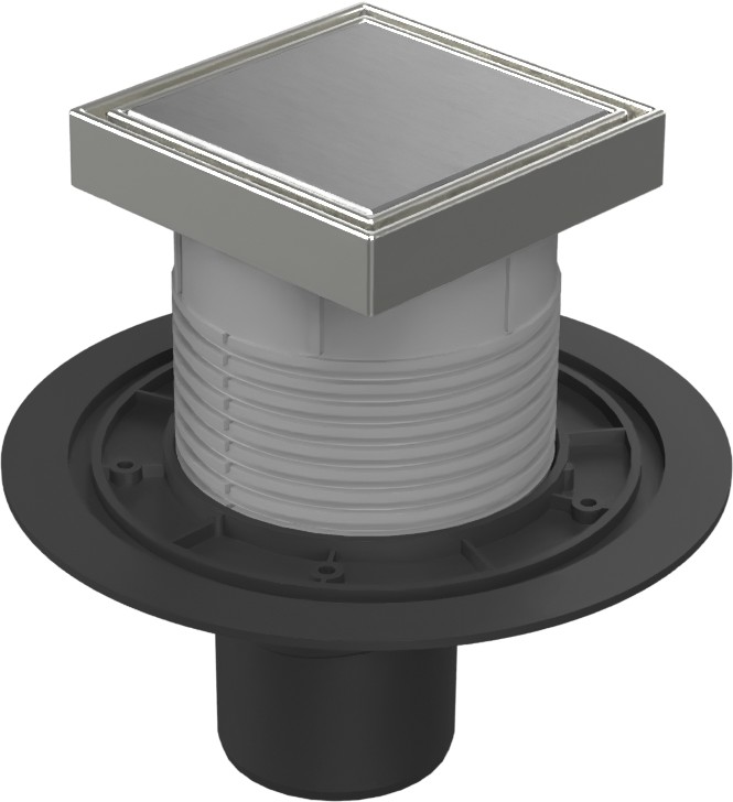 Drenaje de suelo, inferior D75, estructura de acero inoxidable, rejilla STEEL