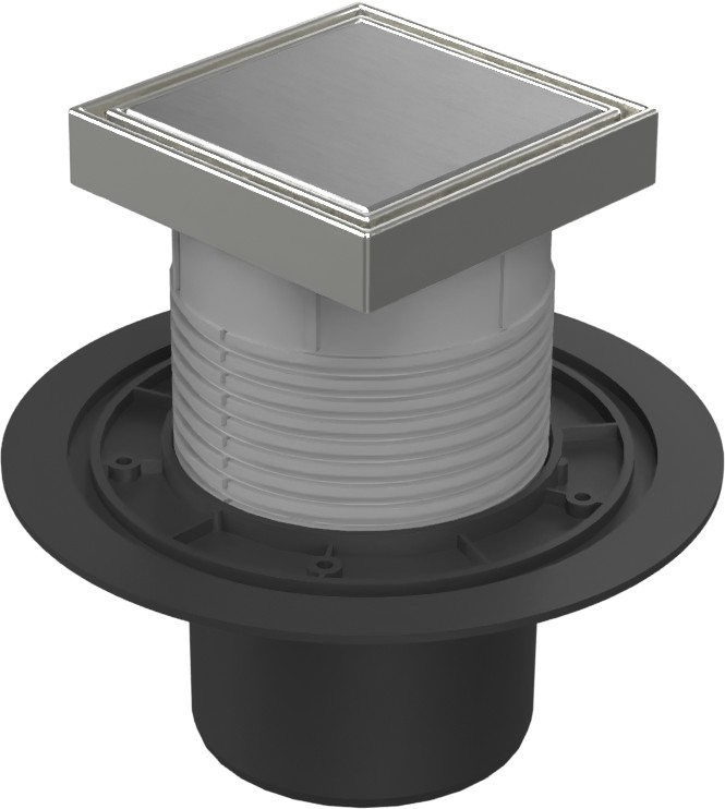 Drenaje de suelo, inferior D110, estructura de acero inoxidable, rejilla STEEL