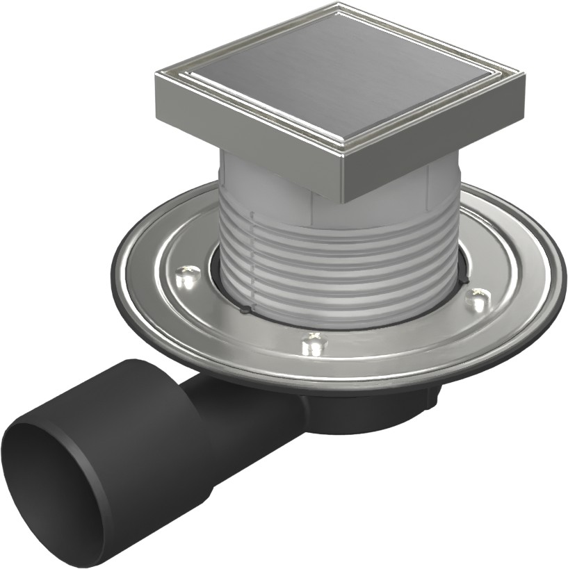 Drenaje de suelo, lateral D50/75 NEPTUN, ala de acero inoxidable la estructura, rejilla STEEL 125