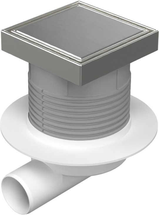 Drenaje de suelo, lateral D50, NEPTUN, collar, estructura de acero inoxidable, rejilla STEEL 125