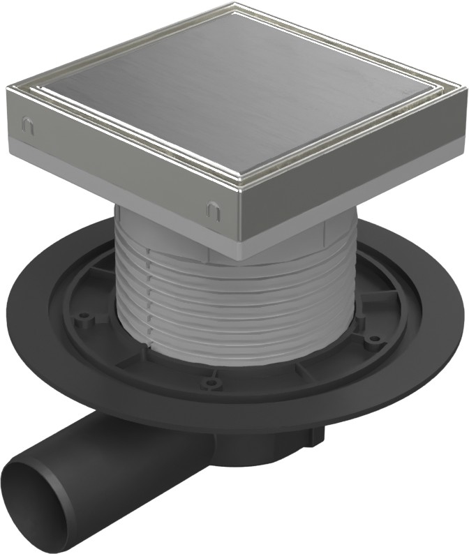 Drenaje de suelo, lateral D50, estructura de acero inoxidable, rejilla STEEL 150