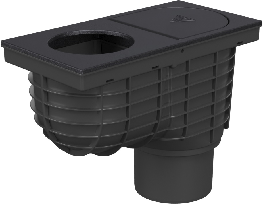 Trampa de sedimentos de tejado inferior D110, superficie de fundición, para bajante D100