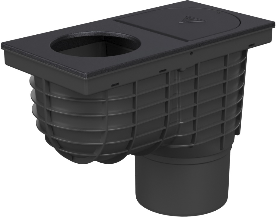 Trampa de sedimentos de tejado inferior D125, superficie de fundición, para bajante D100