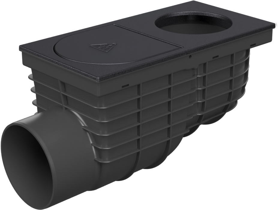 Trampa de sedimentos de tejado lateral D110, superficie de fundición, para bajante D100