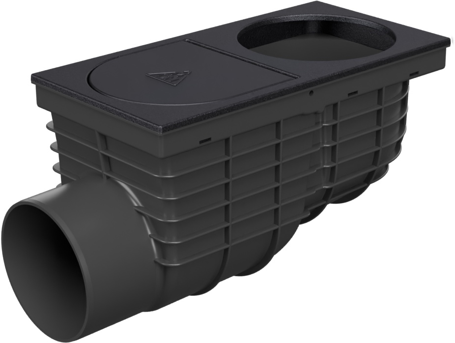 Trampa de sedimentos de tejado lateral D110, superficie de fundición, para bajante D125