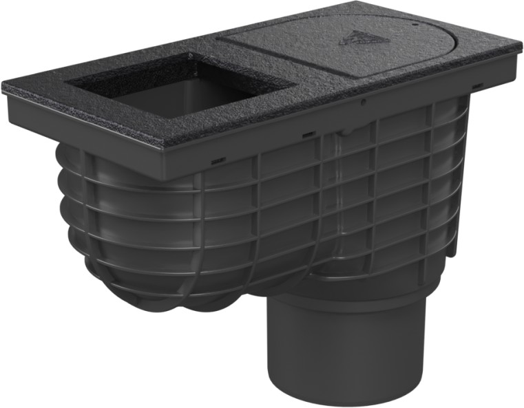 Trampa de sedimentos de tejado inferior D110, superficie de fundición, para bajante cuadrado 100