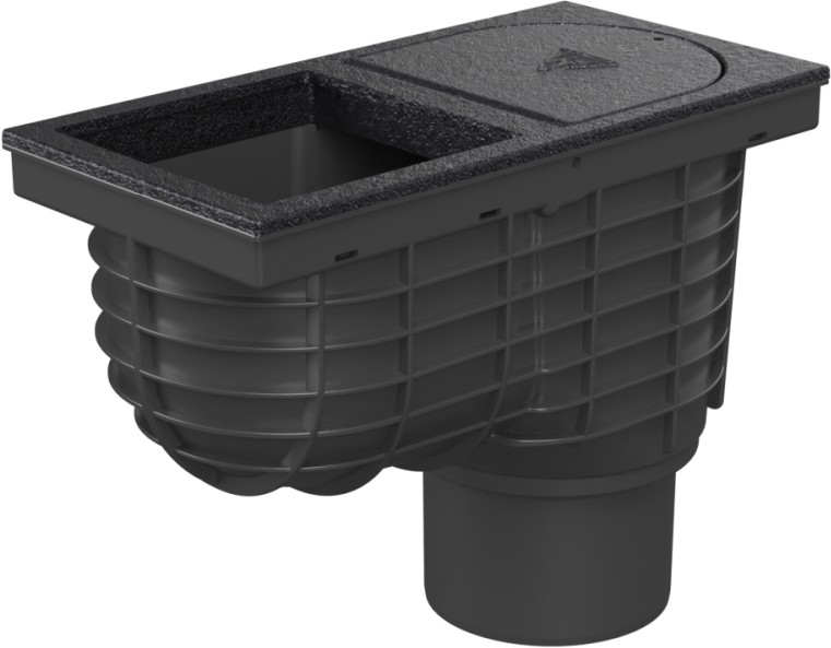 Trampa de sedimentos de tejado inferior D110, superficie de fundición, para bajante cuadrado 125
