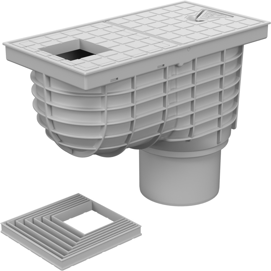 Trampa de sedimentos de tejado inferior D110 gris, tapa cuadrada