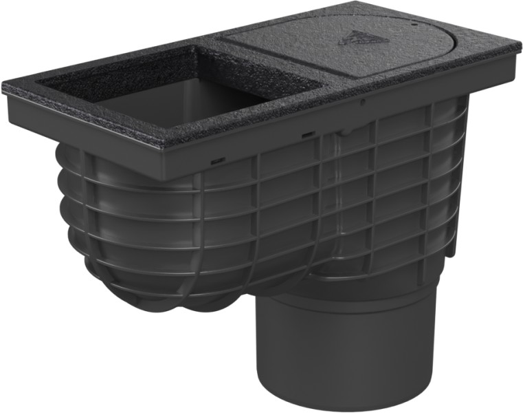 Trampa de sedimentos de tejado inferior D125, superficie de fundición, para bajante cuadrado 125