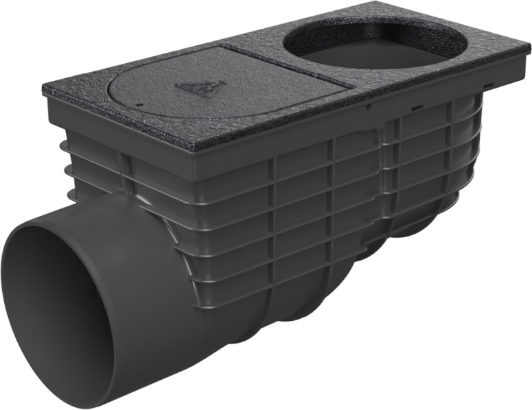 Trampa de sedimentos de tejado lateral D125, superficie de fundición, para bajante D125